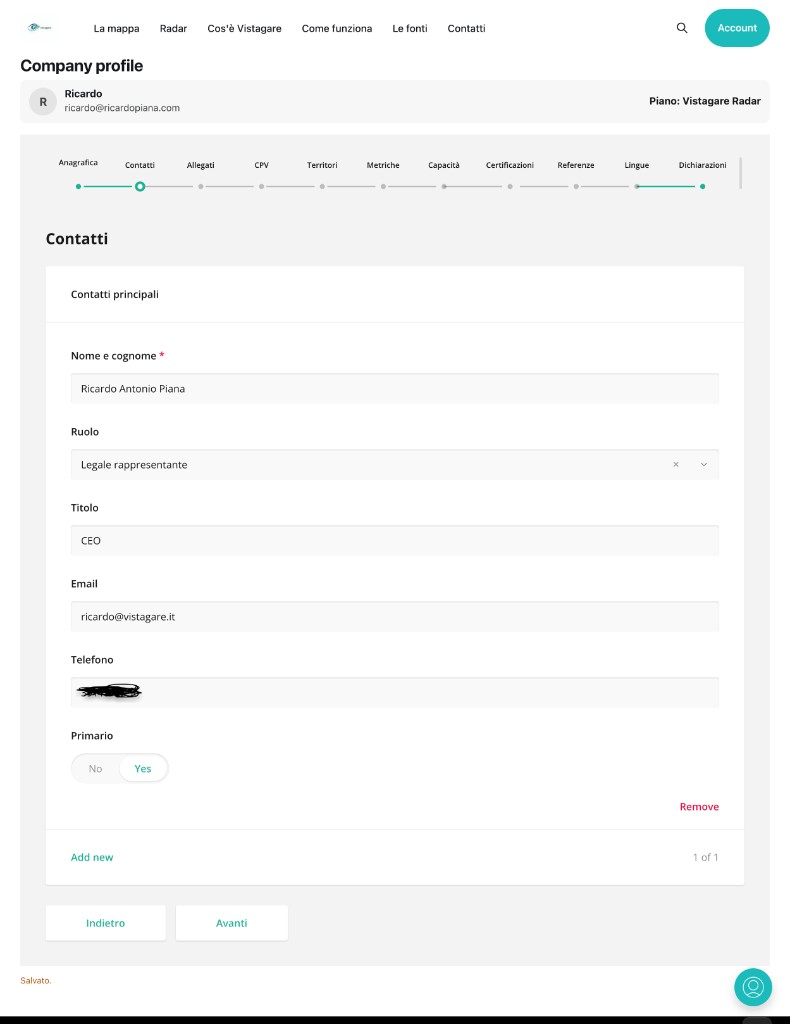 Company profile — Contatti
