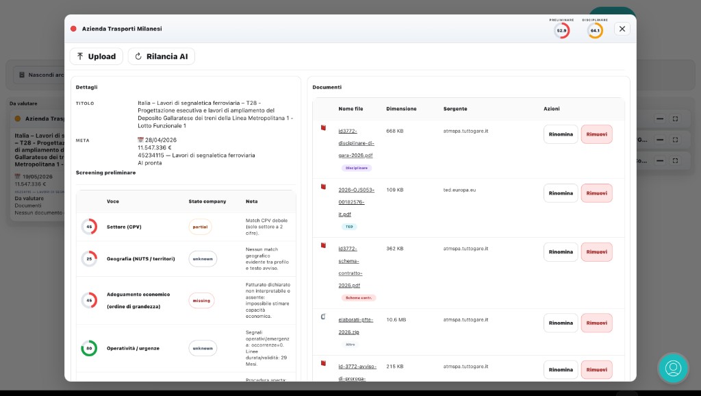 Kanban: focus con documenti, screening e azioni